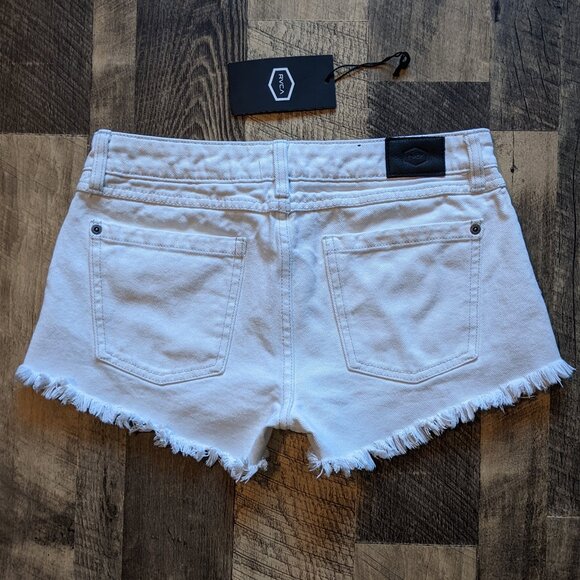 RVCA Hello Mellow Shorts White Denim 26 Cutoffs - Picture 2 of 5